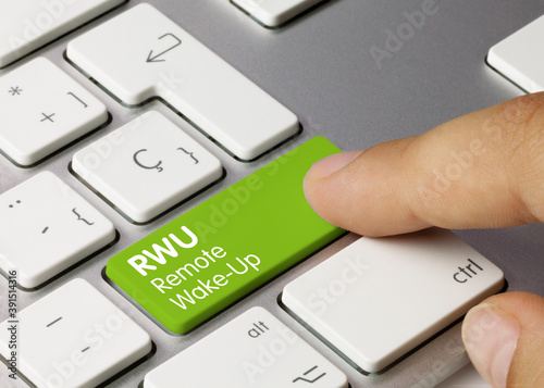 RWU Remote Wake-Up - Inscription on Green Keyboard Key.