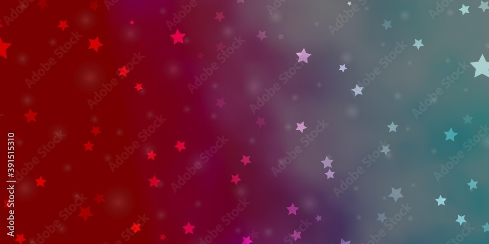 Light Blue, Red vector pattern with abstract stars.