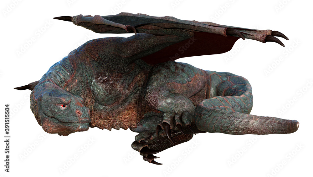 Fototapeta premium 3D Rendering Fairy Tale Dragon on White