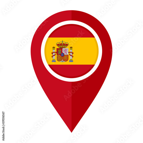 flat map marker icon with spain flag. vector illustration isolated on white background