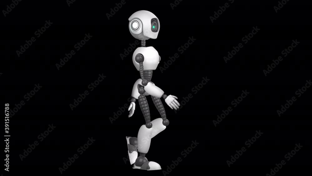 A humanoid walking robot. Looped 2D animation. Alpha channel. Isolated on transparent background. A humanoid walking robot. Looped 2D animation. Alpha channel. Isolated on transparent background.