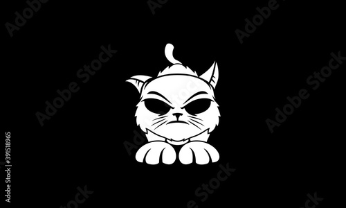 Black And White Cartoon Cat Illustration