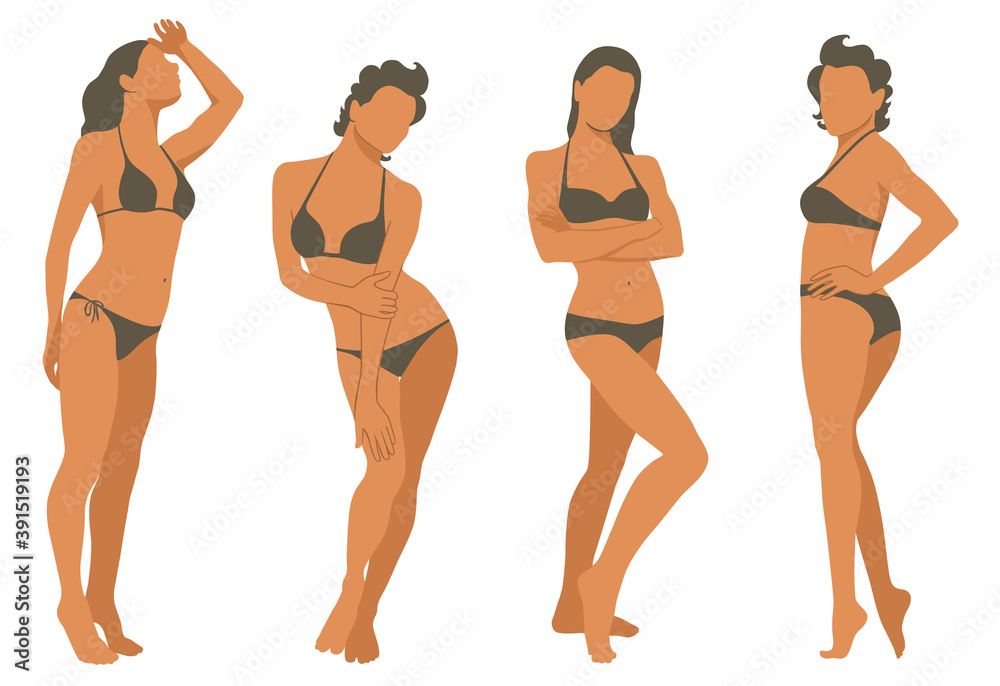 Colorful Set Of Isolated Female Body Shape Types Stock