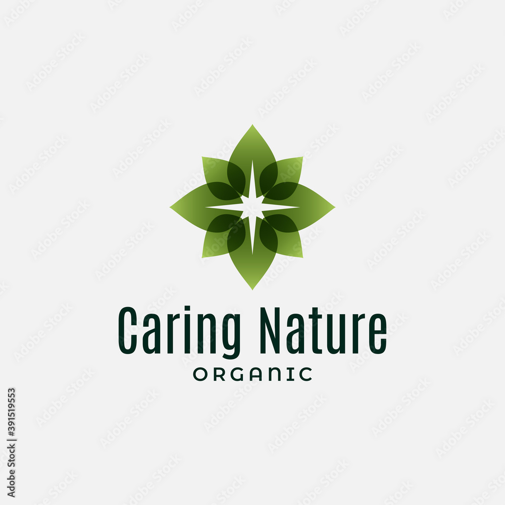 Nature logo with leafs on white background