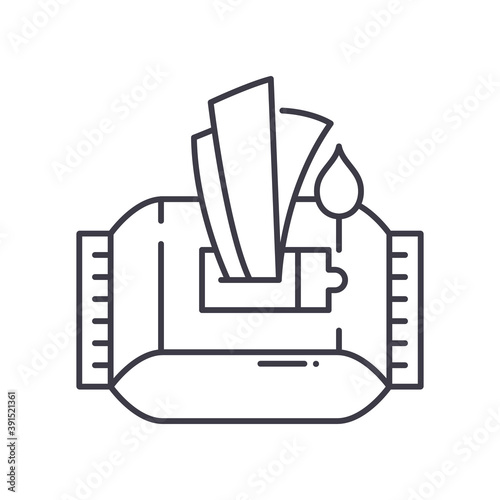 Alcohol wipes icon, linear isolated illustration, thin line vector, web design sign, outline concept symbol with editable stroke on white background.