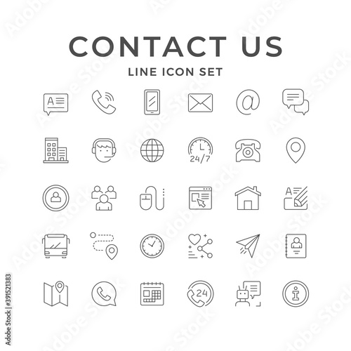 Set line icons of contact us