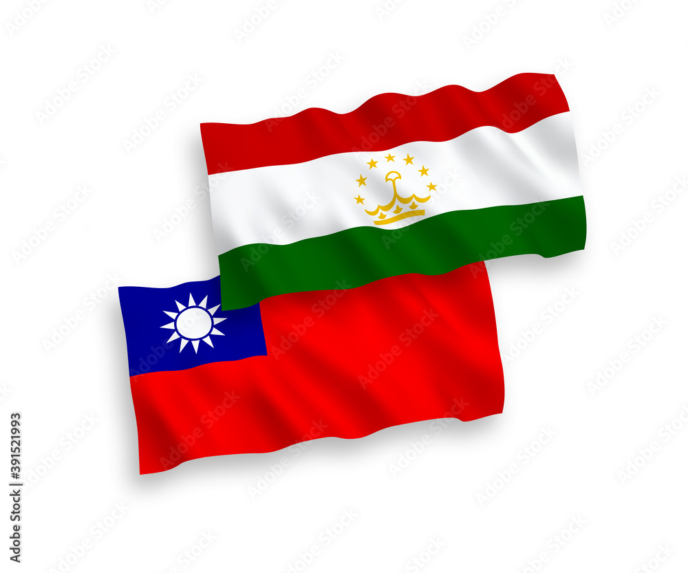 Flags of Tajikistan and Taiwan on a white background Flags of Tajikistan and Taiwan on a white background