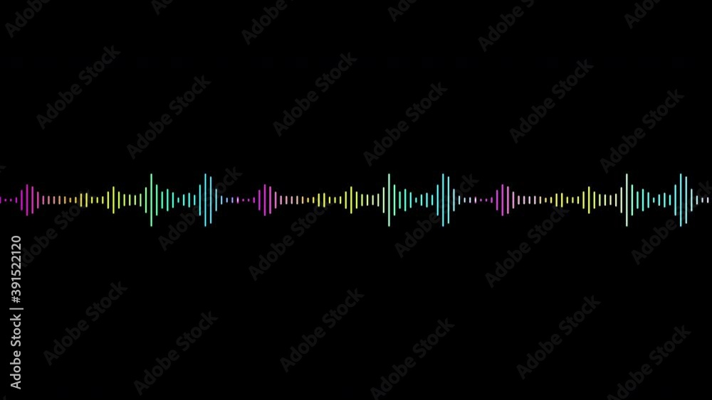 Sound wave isolated on black background. Multicolored digital sound wave equalizer. Audio technology wave concept and design under the concept of black and colorful emphasize simplicity. Sound wave isolated on black background. Multicolored digital sound wave equalizer. Audio technology wave concept and design under the concept of black and colorful emphasize simplicity.