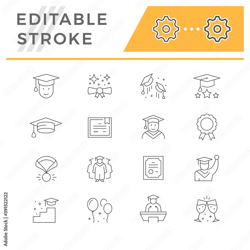 Set line icons of graduation Set line icons of graduation