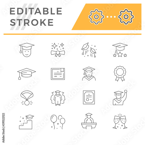 Set line icons of graduation