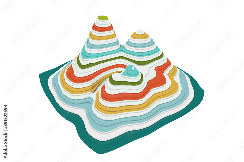 Landscape illustration, topography, relief map Landscape illustration, topography, relief map