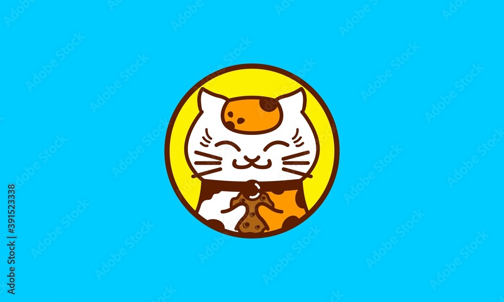 Funny Cat Cookies Food Logo Illustration Funny Cat Cookies Food Logo Illustration