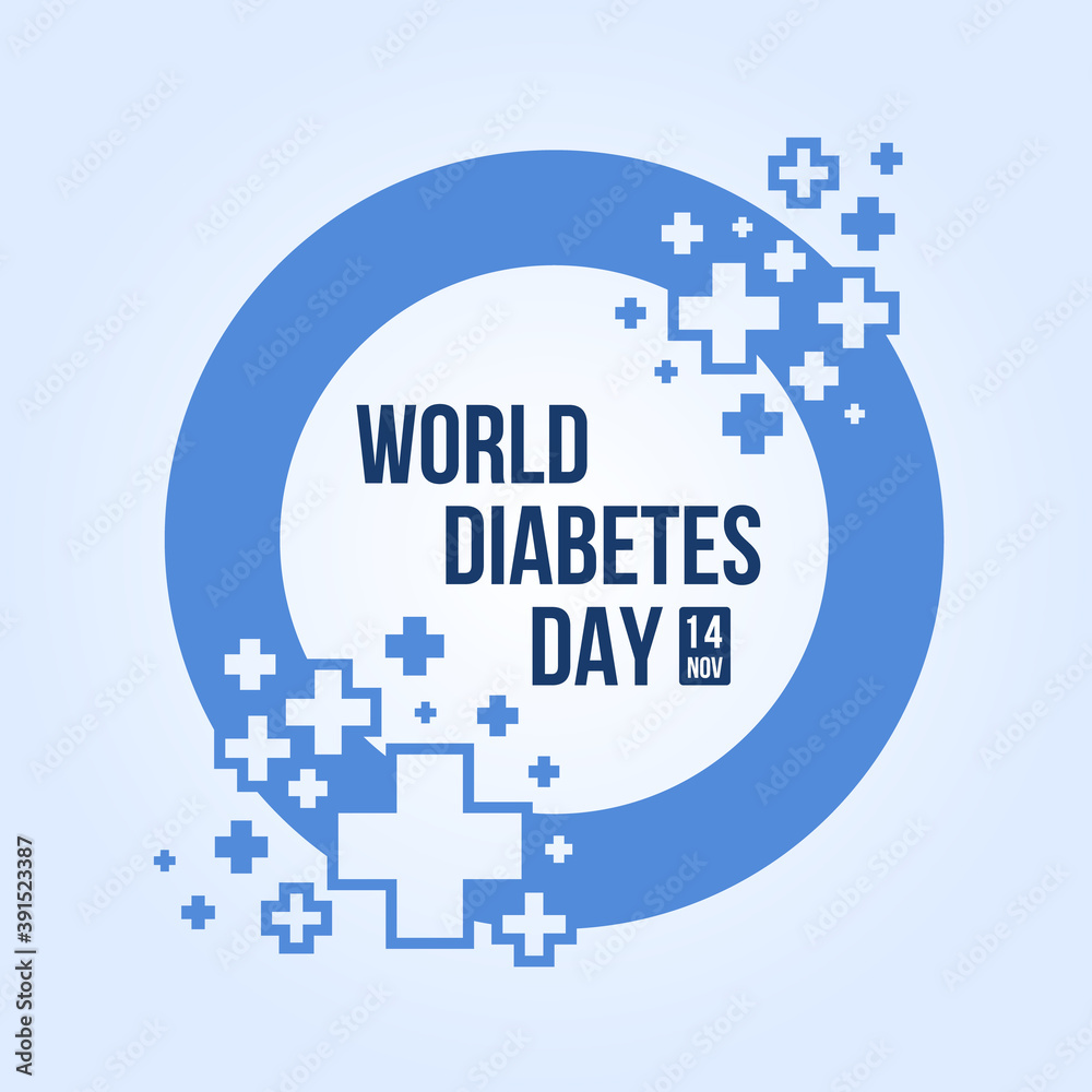 World diabetes day banner - blue circle ring frame with abstract cross sign vector design World diabetes day banner - blue circle ring frame with abstract cross sign vector design