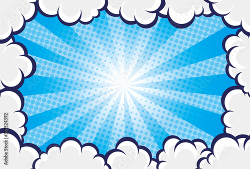 雲と空のコミック風の背景素材