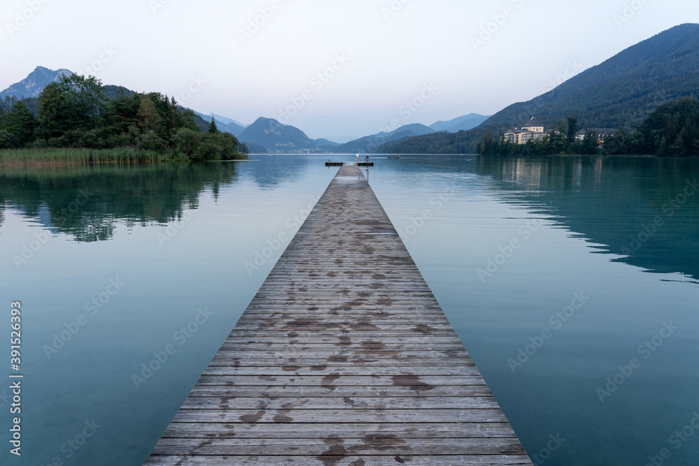 Blue Hour at a Jetty at the Fuschlsee in Salzburg