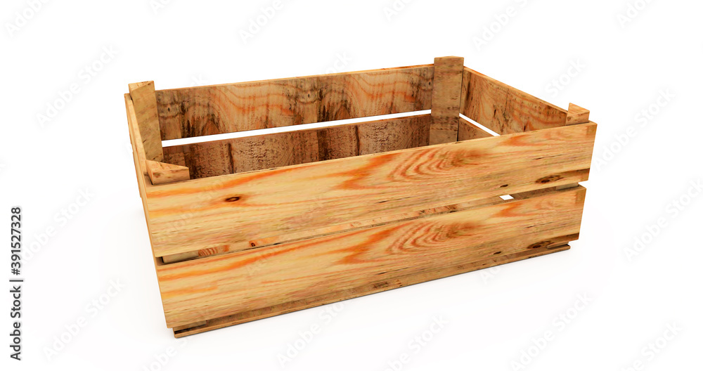 3D render of Wooden crates stack isolated on white background. Empty wooden crates 3D render of Wooden crates stack isolated on white background. Empty wooden crates