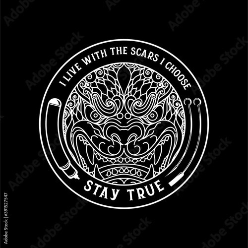 Vintage Chinese Japanese Foo Dog Lion Tattoo Emblem Illustration, lifestyle, underground, youth, rebel, minority, fashion, clothing , apparel