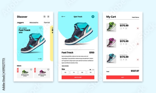 Shoes Ecommerce mobile Application Modern UI Design