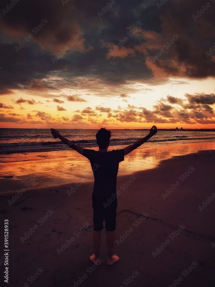 Fototapeta premium person at sunset