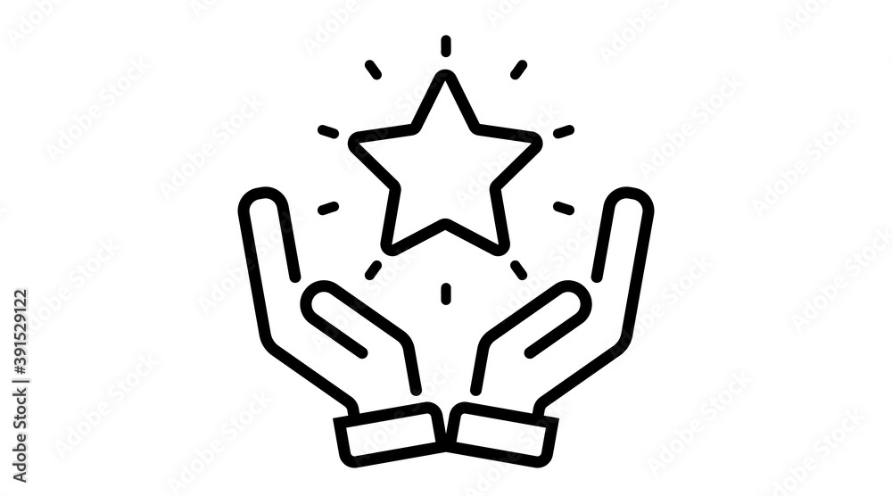 hand star icon value concept. Vector flat line illustrations hand star icon value concept. Vector flat line illustrations