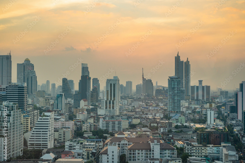 Bangkok/Thailand-10 Jan 2020:PM 2.5 Air pollution of bangkok city thailand.Bangkok City the capital of Thailand.World problem