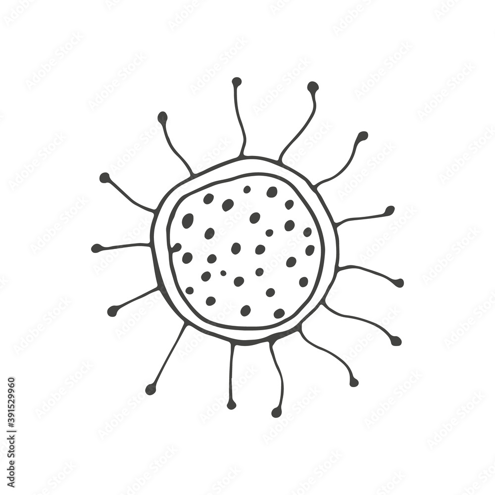 Hand drawn doodle microbe, virus isolated on white Hand drawn doodle microbe, virus isolated on white