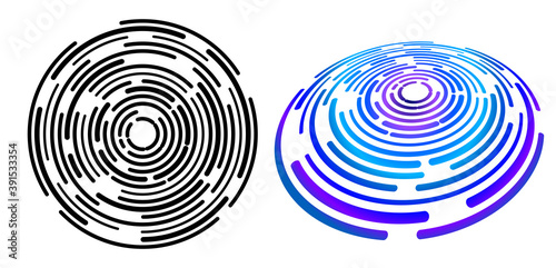 Shield for spirit knight sign icon. Design elements symbol Editable Maze symbol. Curved many streak. Abstract Circular logo element on white background isolated