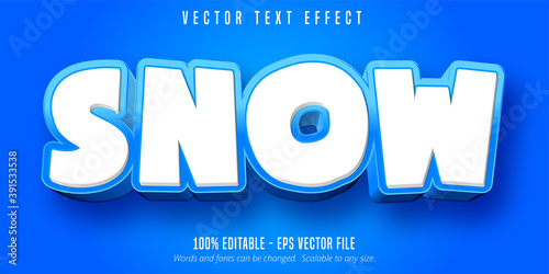 Snow text, cartoon style editable text effect
