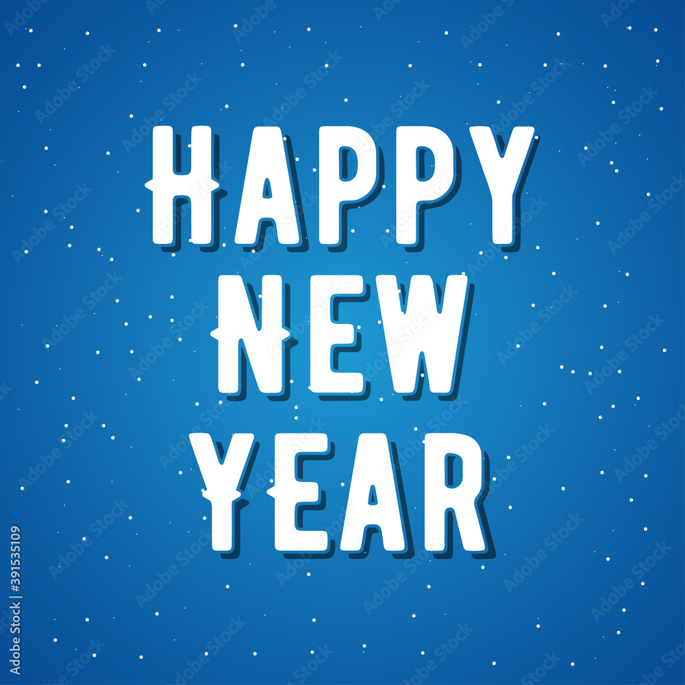 Happy New Year lettering on blue blurry vector