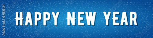 Happy New Year lettering on blue blurry vector