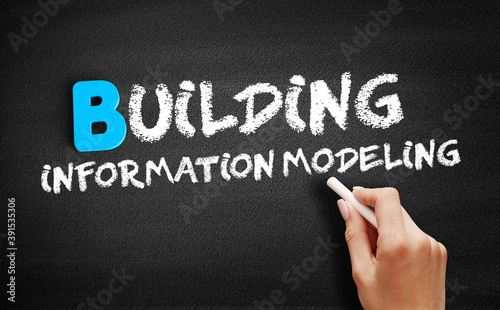 Building information modeling text, concept background