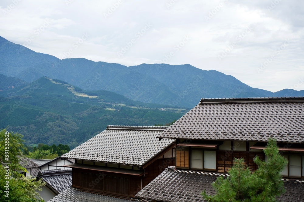 The old Japanese houses and mountains in Gifu. The old Japanese houses and mountains in Gifu.