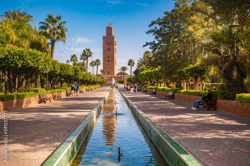 Parc Lalla Hasna with koutoubia minaret in the background