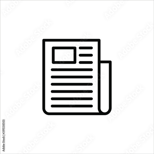flat black newspaper vector icon on white background © Ainul