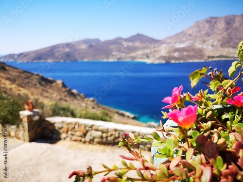 panorama over mountains and coastline on the old mining island of Serifos, Greece