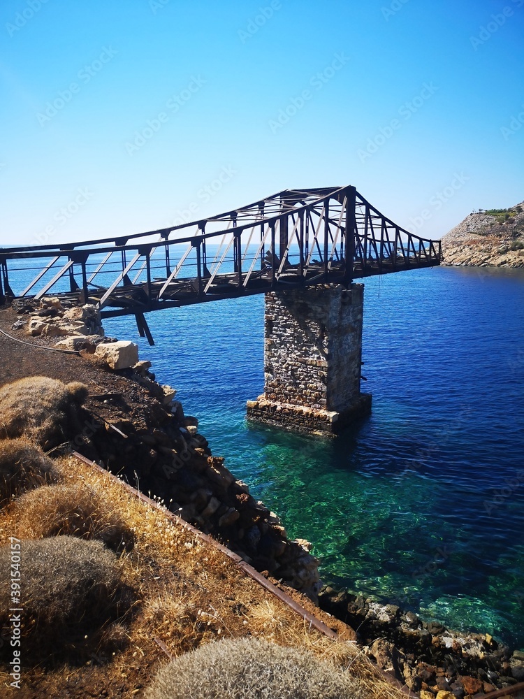 bridge into nowhere / loading crane on the old mining island of Serifos, Greece