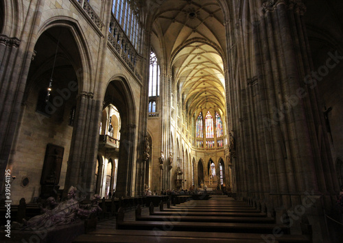 The interior of St. Vitus Cathedral, Prague, Czech Republic.