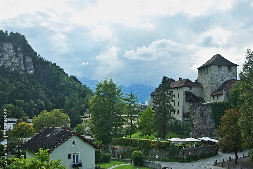 Austria-View on the castle Schattenburg in Feldkirch in the Montafon valley