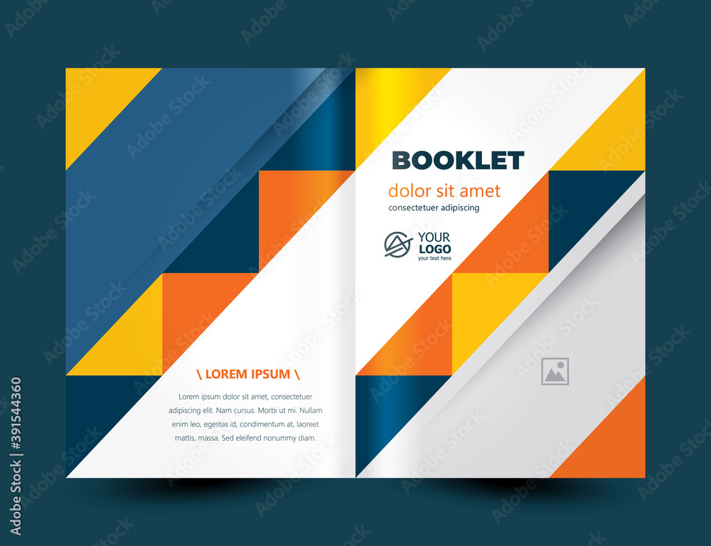 Brochure cover triangles theme design template. Cmyk color profile