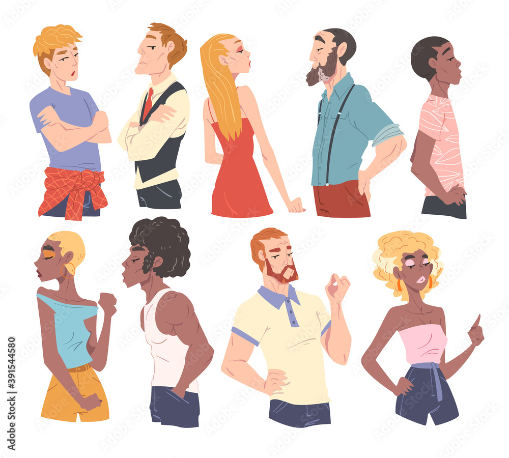 Men and Women with Various Face Expressions Set Cartoon Style Vector Illustration Men and Women with Various Face Expressions Set Cartoon Style Vector Illustration