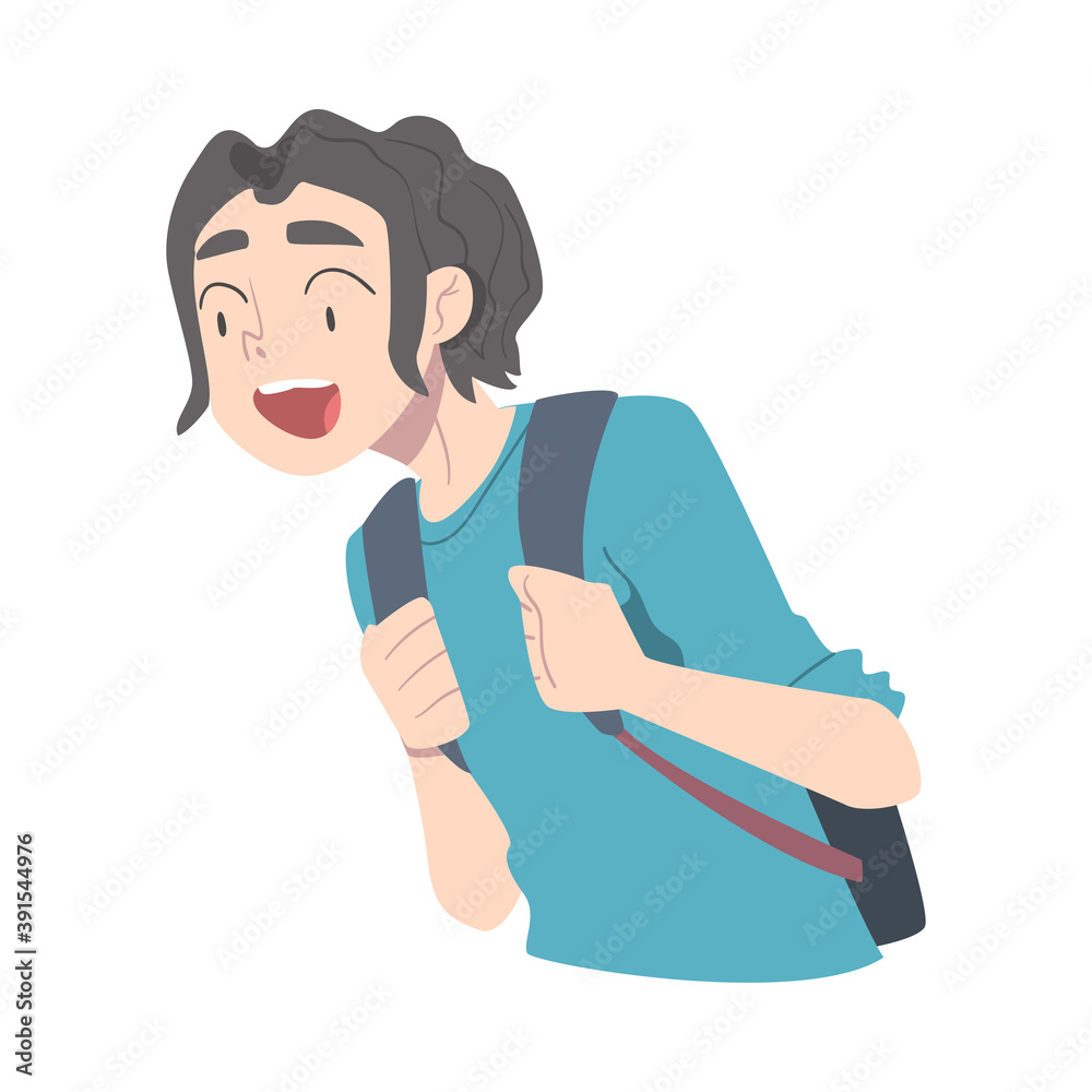 Smiling Surprised Girl, Teen Girl with Happy Face Expression Cartoon Style Vector Illustration Smiling Surprised Girl, Teen Girl with Happy Face Expression Cartoon Style Vector Illustration