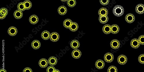 Dark green, yellow vector template with flu signs.