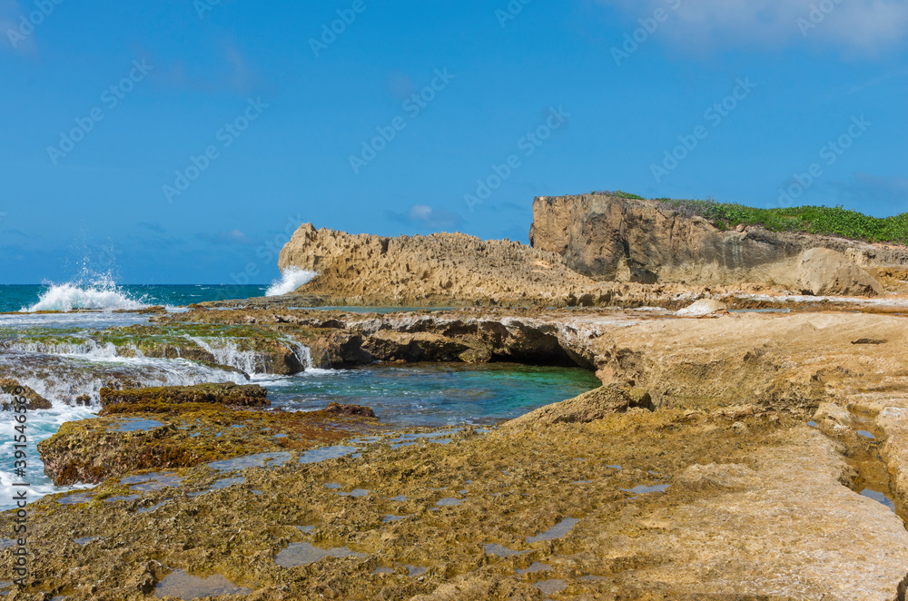 cliffs tidal pools and rock ledges of punta las tunas