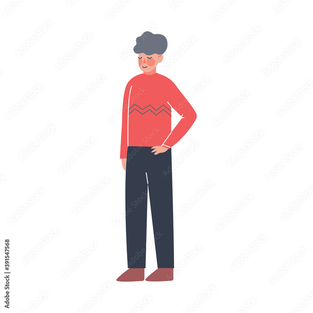 Teenage Boy Standing Full Length Posing for Photo Cartoon Style Vector Illustration