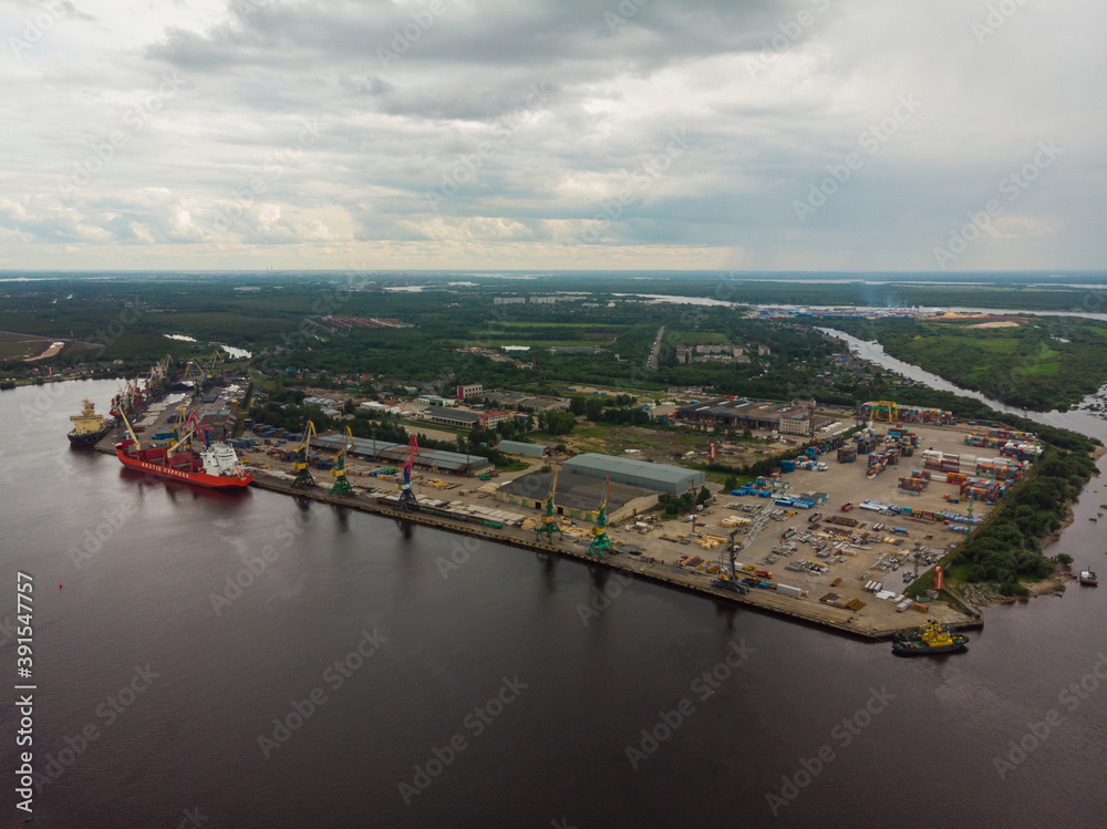 June, 2020-Arkhangelsk. View of the port 