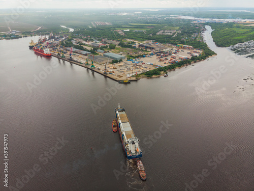 June, 2020-Arkhangelsk. View of the port "economy". Berths. Russia, Arkhangelsk region
