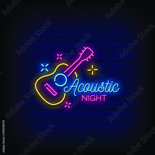 Acoustic Night Neon Signs Style Text Vector