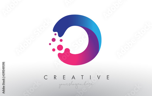 O Letter Design with Creative Dots Bubble Circles and Blue Pink Colors