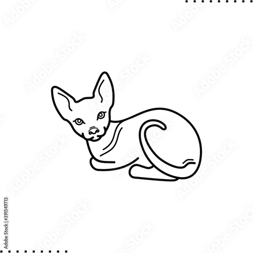 Sphinx cat vector icon in outlines