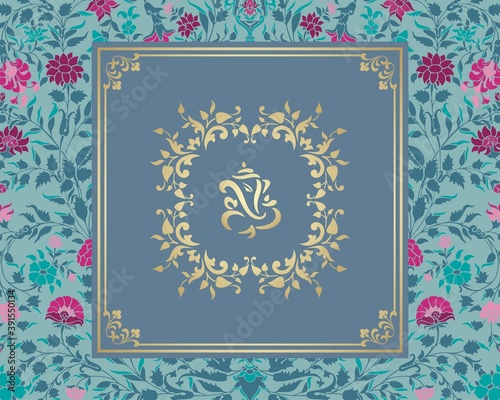 Ganesha, wedding card, royal Rajasthan, India	